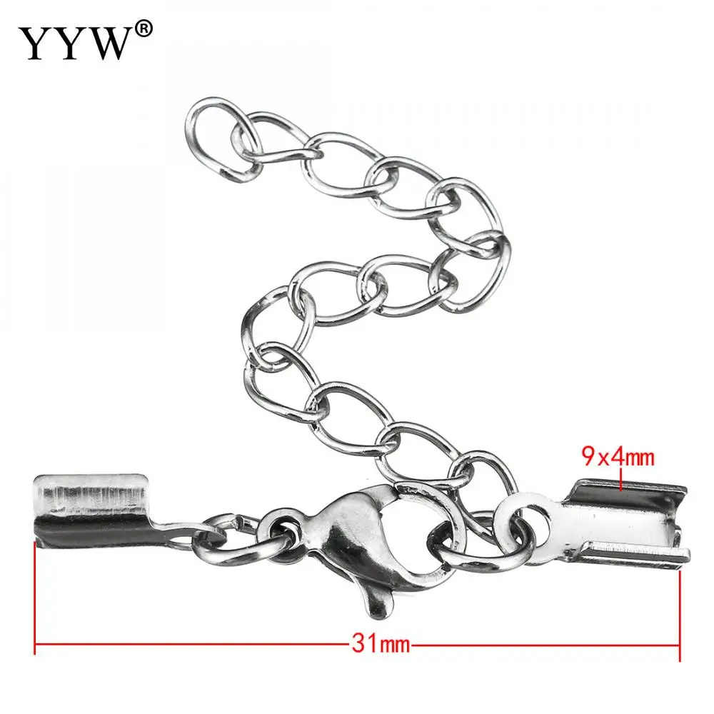 100pcs Stainless Steel Clips Ends Cord Tips With Lobster Clasp and Extension Chain For Jewelry Making Bracelets Necklace Gift
100pcs Stainless Steel Clips Ends Cord Tips With Lobster Clasp and Extension Chain For Jewelry Making Bracelets Necklace Gift