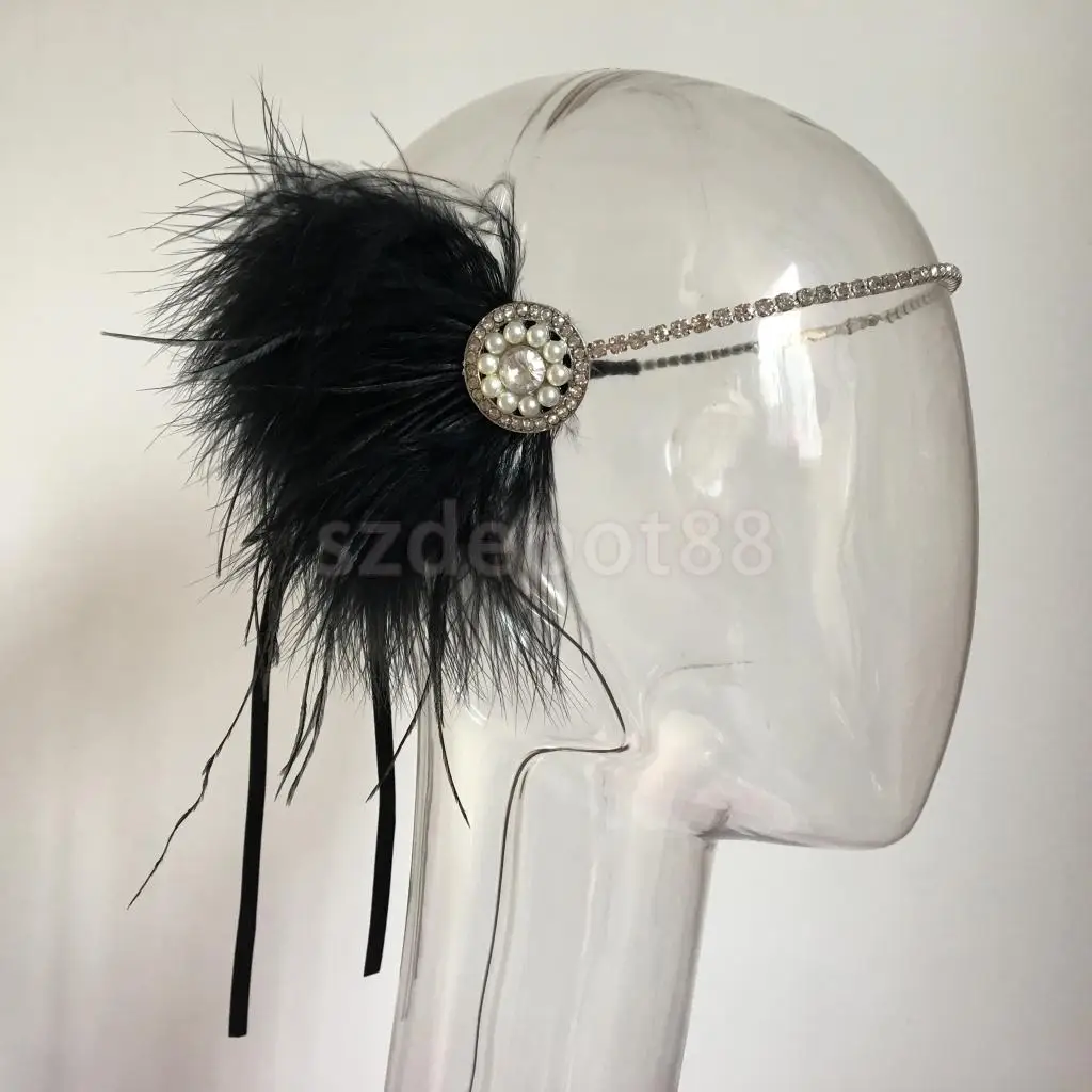 1920s Great Gatsby Vintage Black Feather Pearls Rhinestone Chain Flapper Headband Fancy Dress Ascot Race Headdress
1920s Great Gatsby Vintage Black Feather Pearls Rhinestone Chain Flapper Headband Fancy Dress Ascot Race Headdress