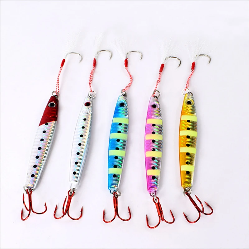 40G Fishing Spoon Lure 5 colors iscas artificiais Metal Jig Lure Slice Jigbait spoon Treble Hook jigging lure
40G Fishing Spoon Lure 5 colors iscas artificiais Metal Jig Lure Slice Jigbait spoon Treble Hook jigging lure