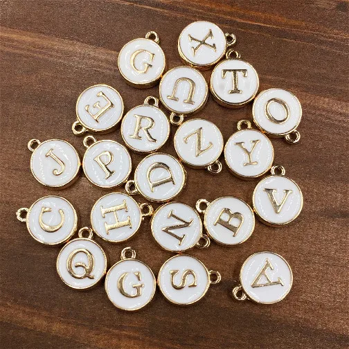 Wholesale Top Quality A-Z White/Pink Charms Letter Oil-drop Jewelry,Gold color Disc Pendant alphabet Beads Charm for DIY Jewelry
Wholesale Top Quality A-Z White/Pink Charms Letter Oil-drop Jewelry,Gold color Disc Pendant alphabet Beads Charm for DIY Jewelry