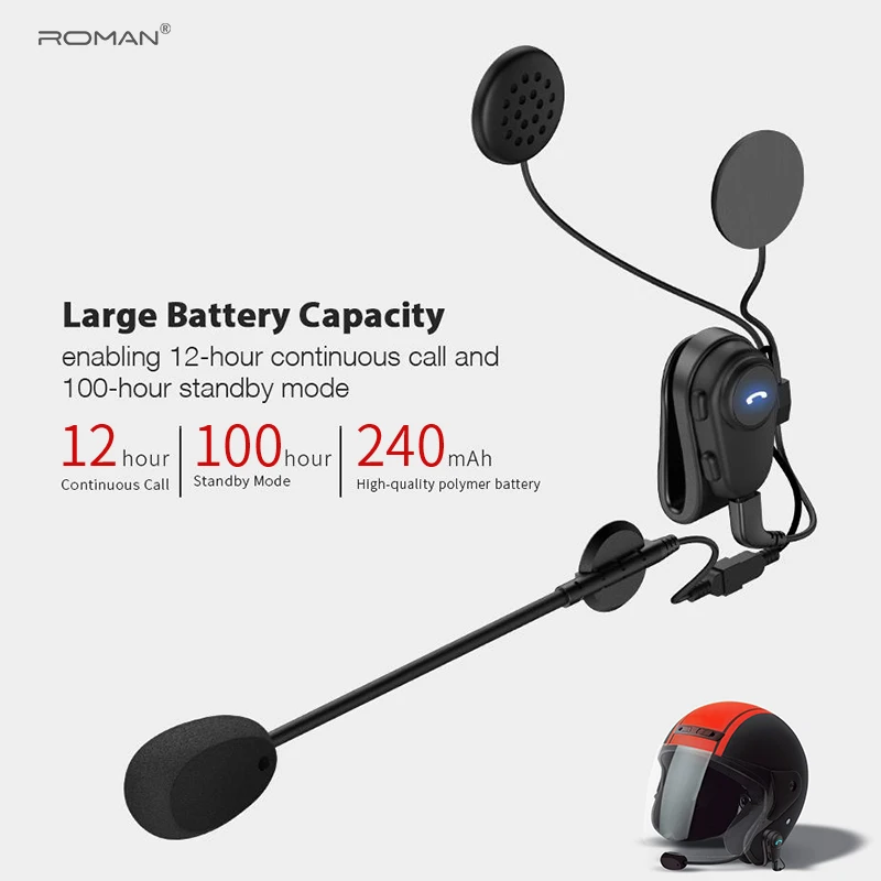 Гарнитура для мотоциклетного шлема ROMAN M2 Bluetooth гарнитура с защитой от помех