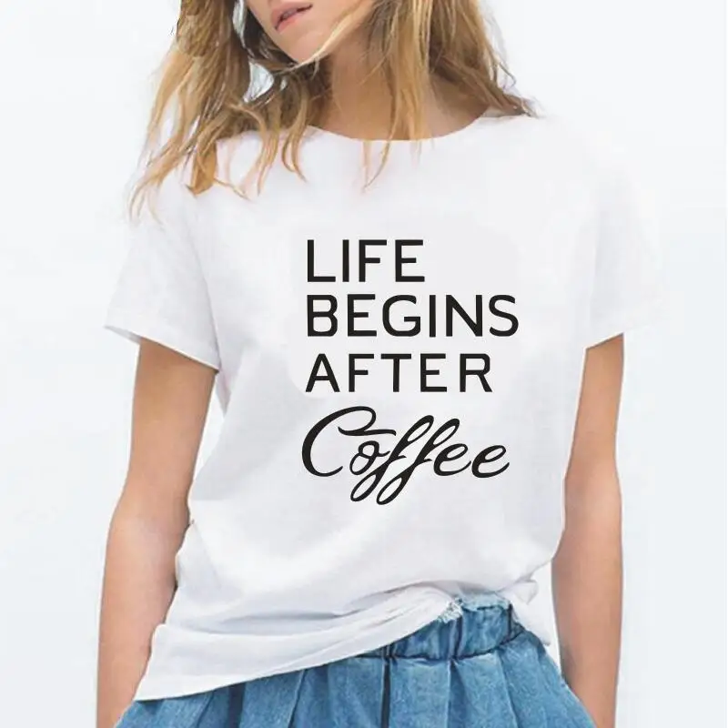 Женская футболка с надписью Life Start After Coffee, Повседневная футболка с коротким рукавом, женские топы в стиле Харадзюку
Женская футболка с надписью Life Start After Coffee, Повседневная футболка с коротким рукавом, женские топы в стиле Харадзюку