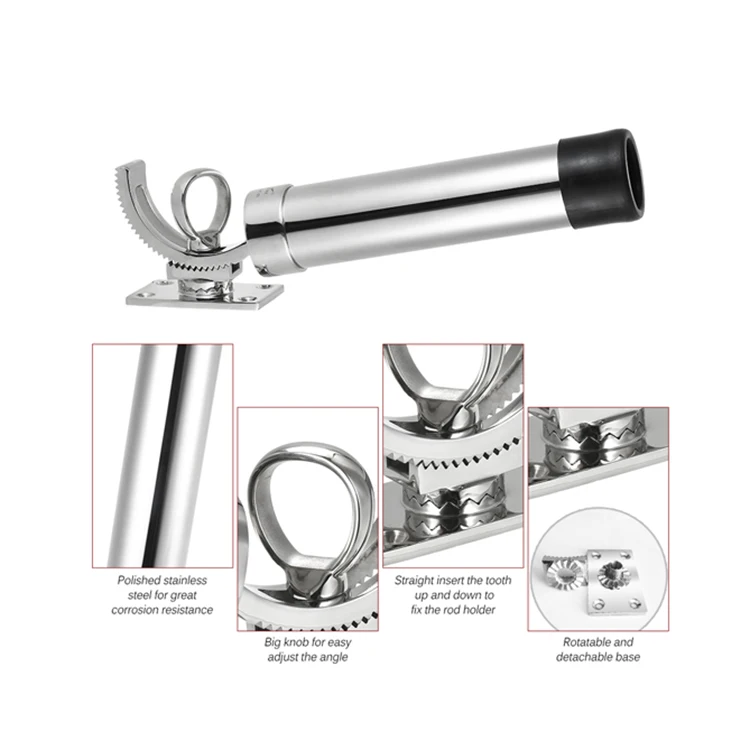 316 Stainless Steel Boat Steel Deck Adjustable Fishing Rod Bracket Yacht Boat Fishing Rod Bracket