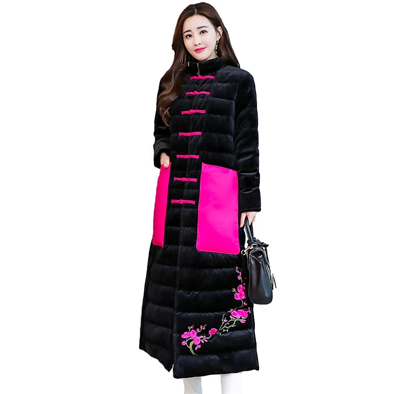 Winter Gold velvet Parkas Women 2019 New Vintage Stand collar Long Down cotton Coat Plus size Female Embroidery Cotton jackets
Winter Gold velvet Parkas Women 2019 New Vintage Stand collar Long Down cotton Coat Plus size Female Embroidery Cotton jackets