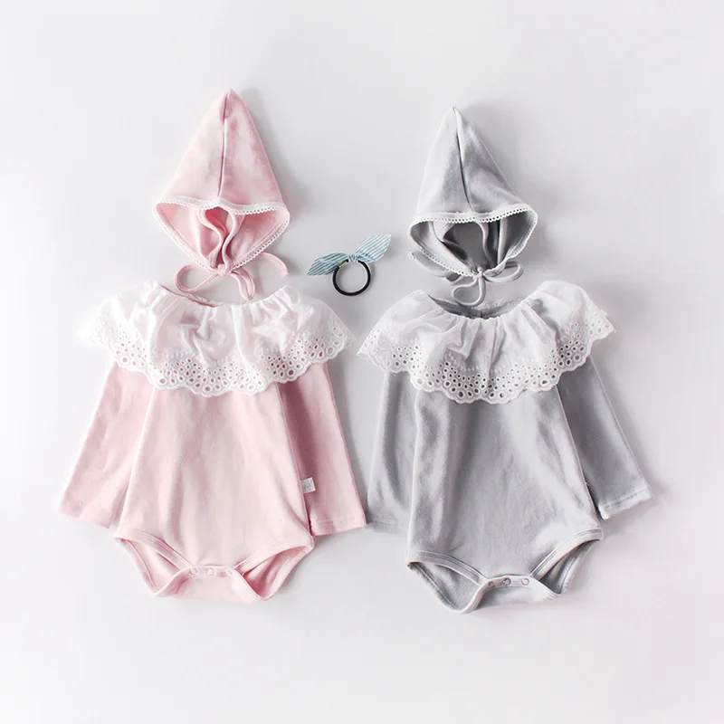 New Girls Ruffles Neckline Patchwork Long Sleeve Rompers with Hat Princess Pink Gray Color Toddler Kids Baby Spring Romper
New Girls Ruffles Neckline Patchwork Long Sleeve Rompers with Hat Princess Pink Gray Color Toddler Kids Baby Spring Romper
