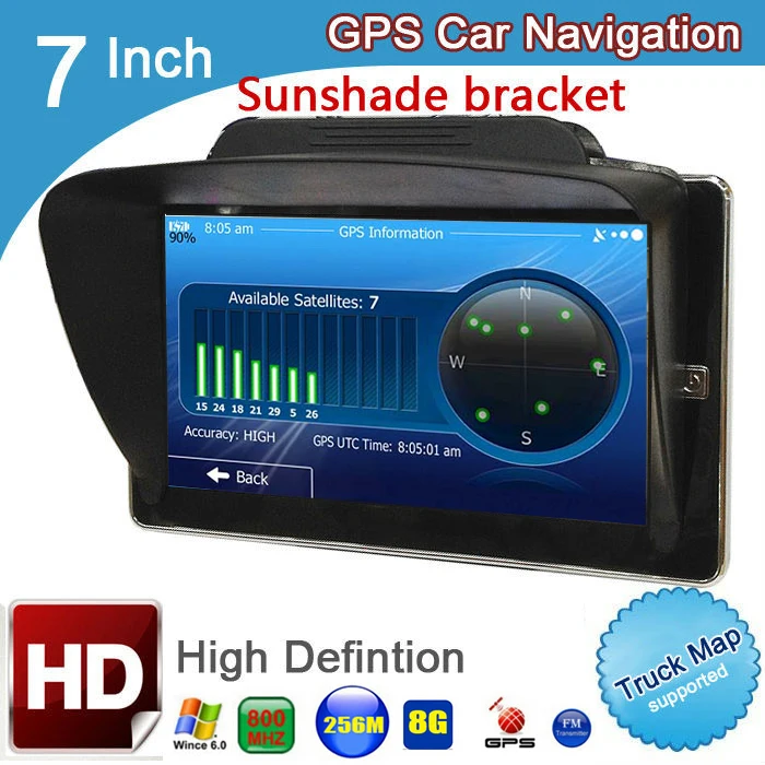 

7 inch truck GPS navigation MTK 800MHz RAM 256M ROM 8G HD 800*480 bluetooth avin navigatior system new map support drop shipping