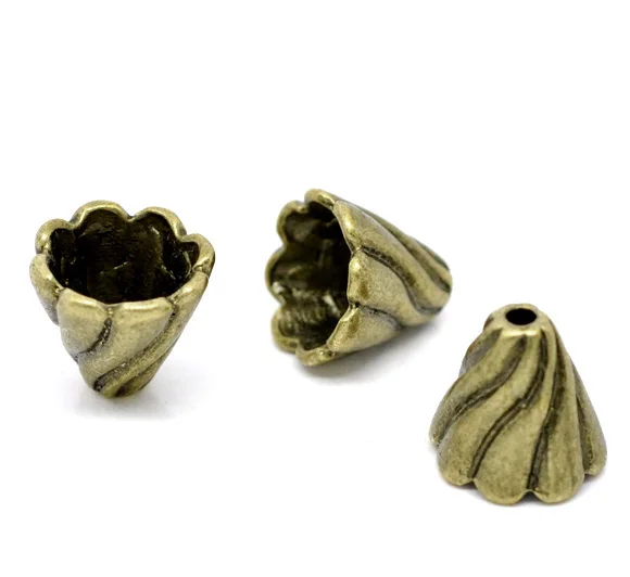 4 PCs new Zinc metal alloy Beads Caps Bugle Antique Bronze(Fits 12mm-16mm Beads)Ripple Pattern 12mm(4/8")x 13mm(4/8")
4 PCs new Zinc metal alloy Beads Caps Bugle Antique Bronze(Fits 12mm-16mm Beads)Ripple Pattern 12mm(4/8")x 13mm(4/8")