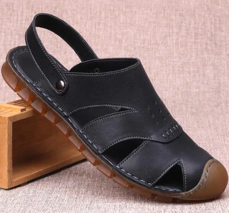 2018 summer men leather sandals and slippers breathable hole shoes scuffs beach shoes tendon bottom half drag dual-use
2018 summer men leather sandals and slippers breathable hole shoes scuffs beach shoes tendon bottom half drag dual-use