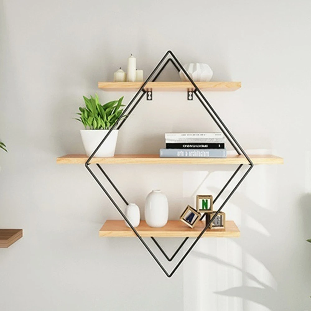 NEW Vintage Iron Metal Wood Wall Shelf Kitchen Storage Rack Rhombus Craft Wall Book Hanging Rack Bathroom Organizer Home
NEW Vintage Iron Metal Wood Wall Shelf Kitchen Storage Rack Rhombus Craft Wall Book Hanging Rack Bathroom Organizer Home