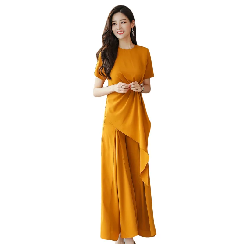 New summer Korean version of the wide leg pants suit women's fashion irregular skirt pants two sets of women's tide AL180824
New summer Korean version of the wide leg pants suit women's fashion irregular skirt pants two sets of women's tide AL180824