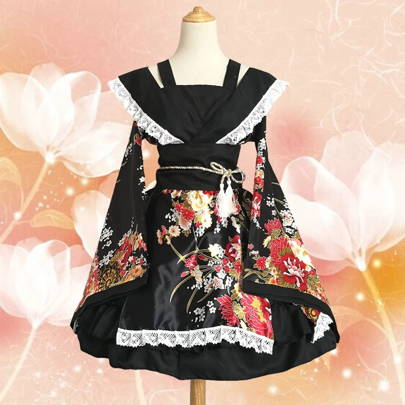 Japan Hot Courtisane Anime cosplay Maid costume cos kimono Sweet printing kimono full set Skirt + girdle + bowknot No panniers
Japan Hot Courtisane Anime cosplay Maid costume cos kimono Sweet printing kimono full set Skirt + girdle + bowknot No panniers