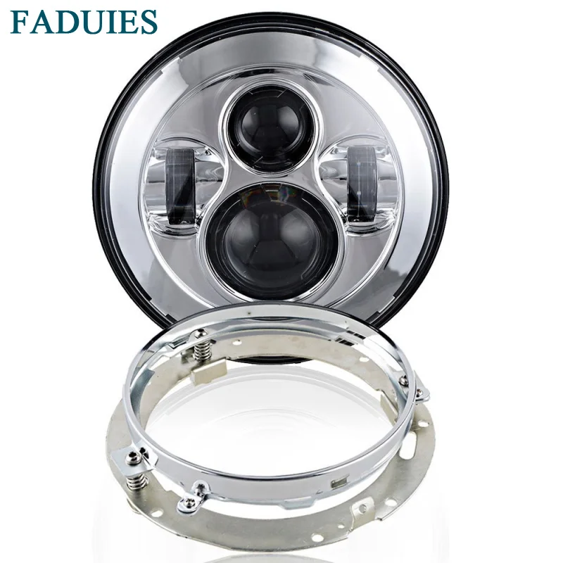 FADUIES Chrome Round 7" LED Projector Headlight + Chrome 7" Mounting Bracket Ring For Harley LED Motorcycle Lights
FADUIES Chrome Round 7" LED Projector Headlight + Chrome 7" Mounting Bracket Ring For Harley LED Motorcycle Lights