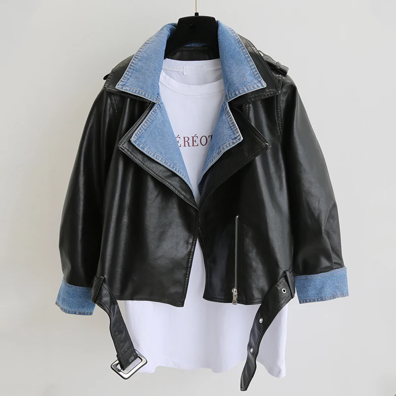 Fashion New Women Nice Faux Leather Jacket Patchwork Leather Coat Short Motorcycle PU Bomber Jackets Basic Outwear
Fashion New Women Nice Faux Leather Jacket Patchwork Leather Coat Short Motorcycle PU Bomber Jackets Basic Outwear