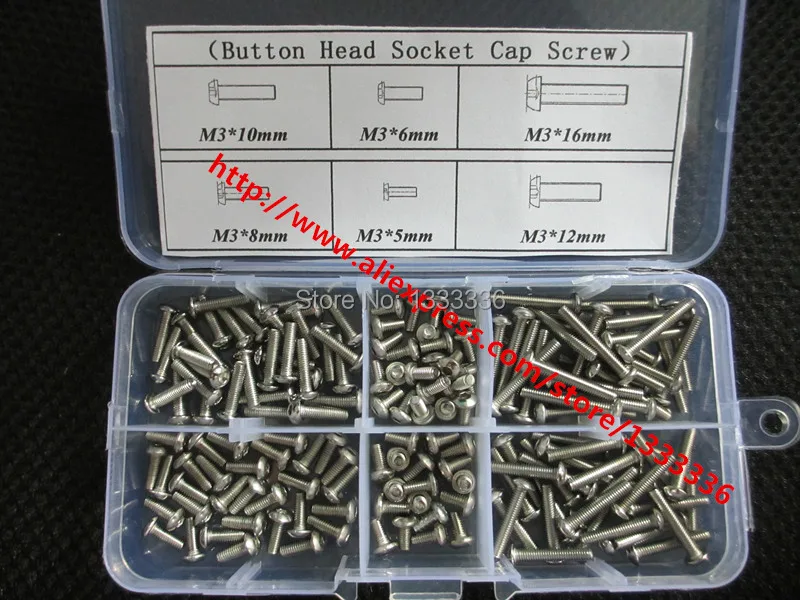 180pcs M3 Serie Button Head Socket Cap Screw Stainless Steel ISO7380 Accessories Kits Bolt M3X5/6/8/10/12/16mm
180pcs M3 Serie Button Head Socket Cap Screw Stainless Steel ISO7380 Accessories Kits Bolt M3X5/6/8/10/12/16mm