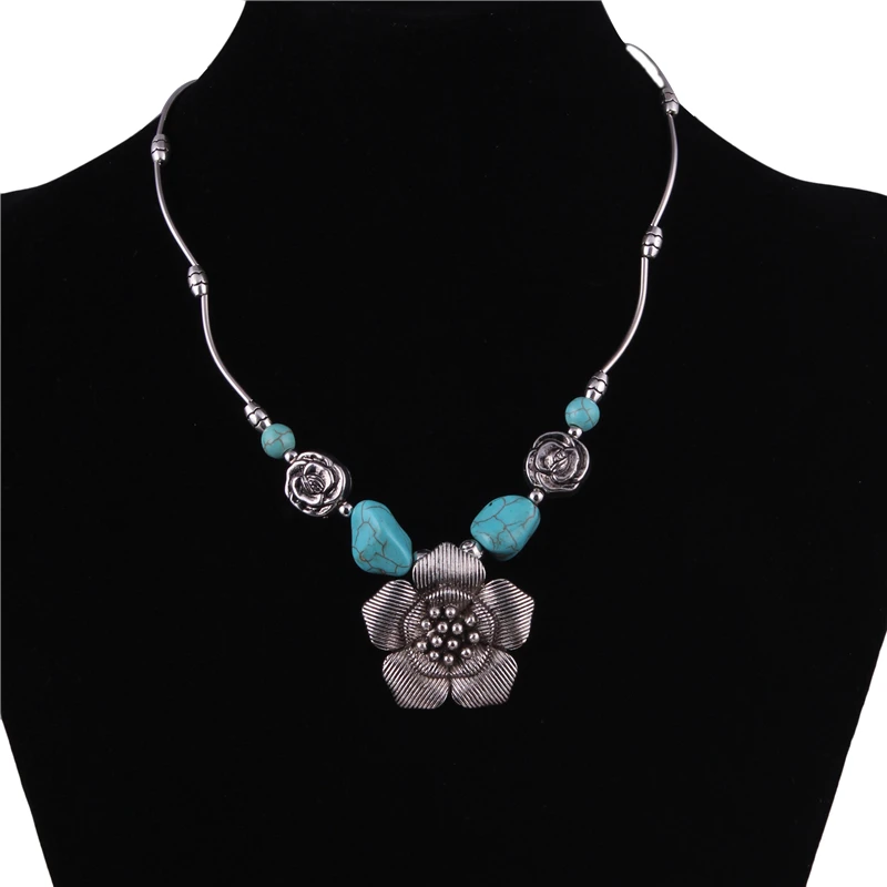 Bohemian Tibetan Silver Color Flowers Vintage Necklaces Natural Stone Pendants Retro Chain Jewelry Collier for Women Girls
Bohemian Tibetan Silver Color Flowers Vintage Necklaces Natural Stone Pendants Retro Chain Jewelry Collier for Women Girls
