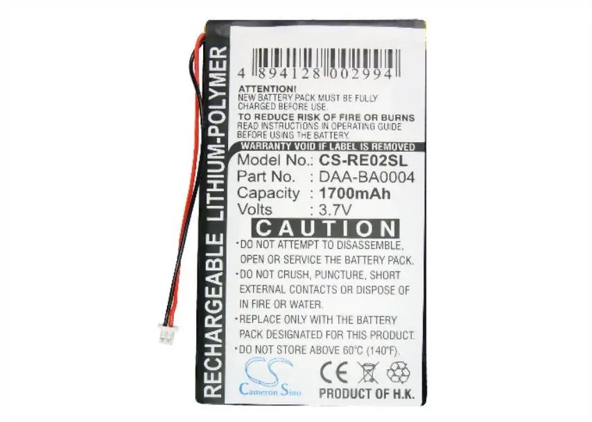 Cameron Sino 1700mah battery for CREATIVE DAP-HD0014 Labs Nomad Jukebox ZenTouch 20GB 40GB BA20603R79901 DAA-BA0004
Cameron Sino 1700mah battery for CREATIVE DAP-HD0014 Labs Nomad Jukebox ZenTouch 20GB 40GB BA20603R79901 DAA-BA0004