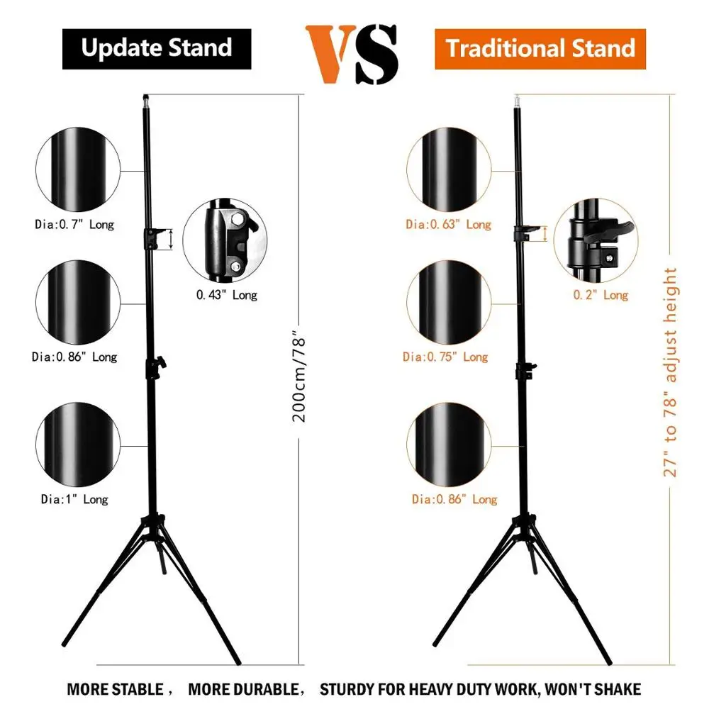 Update 78inch/6.5 Ft/200CM Photography Tripod Light Stand for Photo Studio Reflector Softbox Light Umbrella Background Video Lig
Update 78inch/6.5 Ft/200CM Photography Tripod Light Stand for Photo Studio Reflector Softbox Light Umbrella Background Video Lig