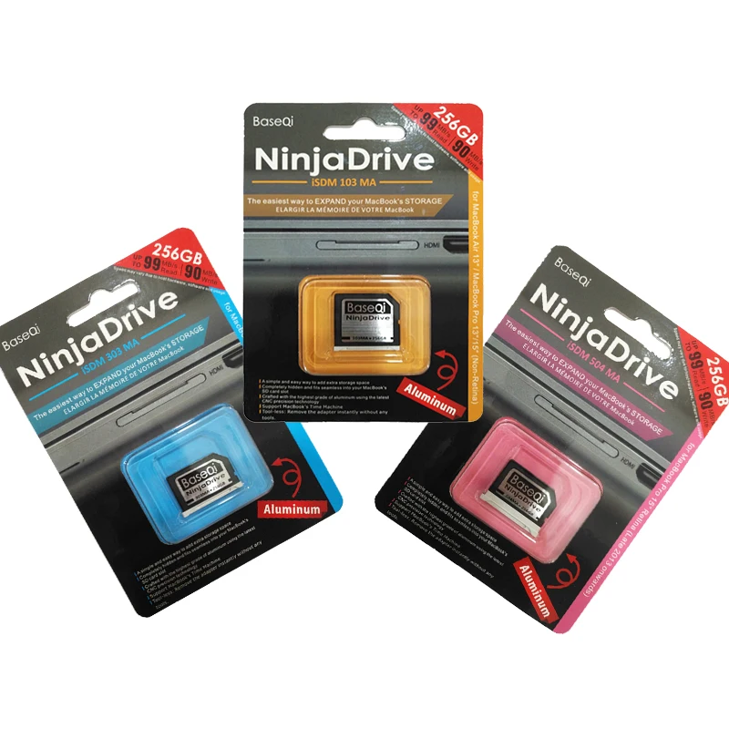 Алюминиевый накопитель BaseQi Ninja 256 ГБ карта памяти SD для MacBook Air 13 дюймов и Pro 13/15
