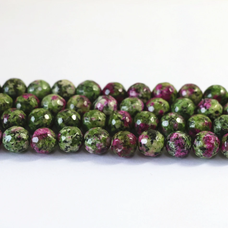

Red & green Zoisite stone 4mm 6mm 8mm 10mm 12mm faceted round loose beads hot sale women jewelry making 15 inches B16