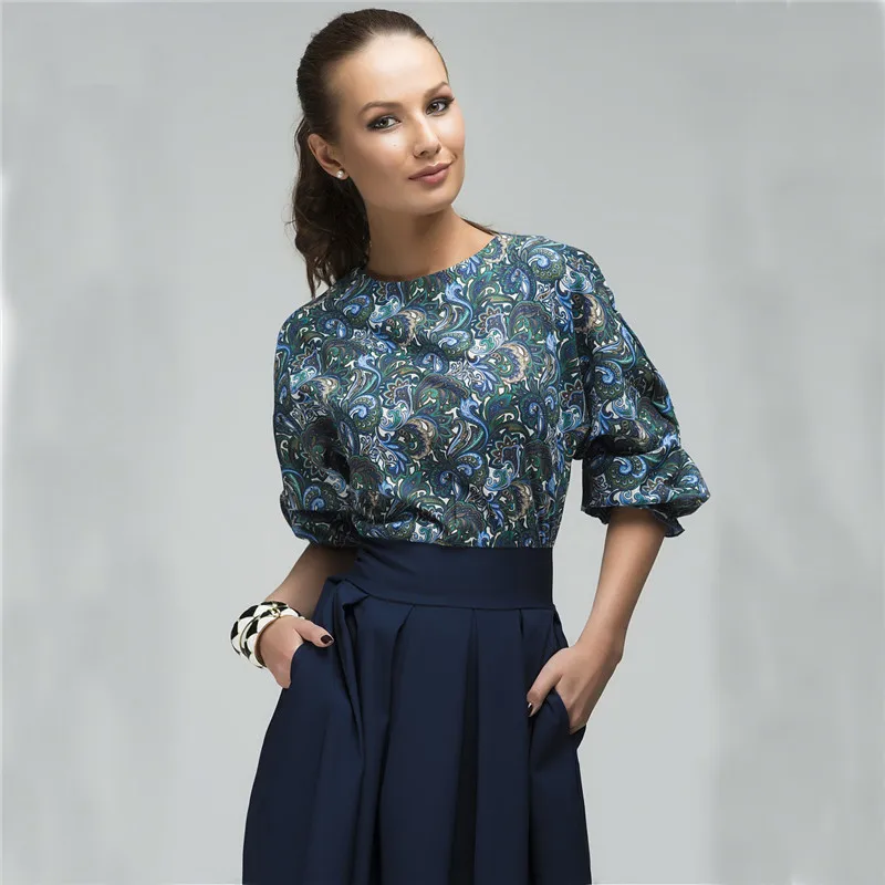 2019 Women's dress Fashion Five-point Lantern Sleeve O-Neck Pockets Ladies Knee-Length Dress Elegant Female Vestidos For woman | Женская