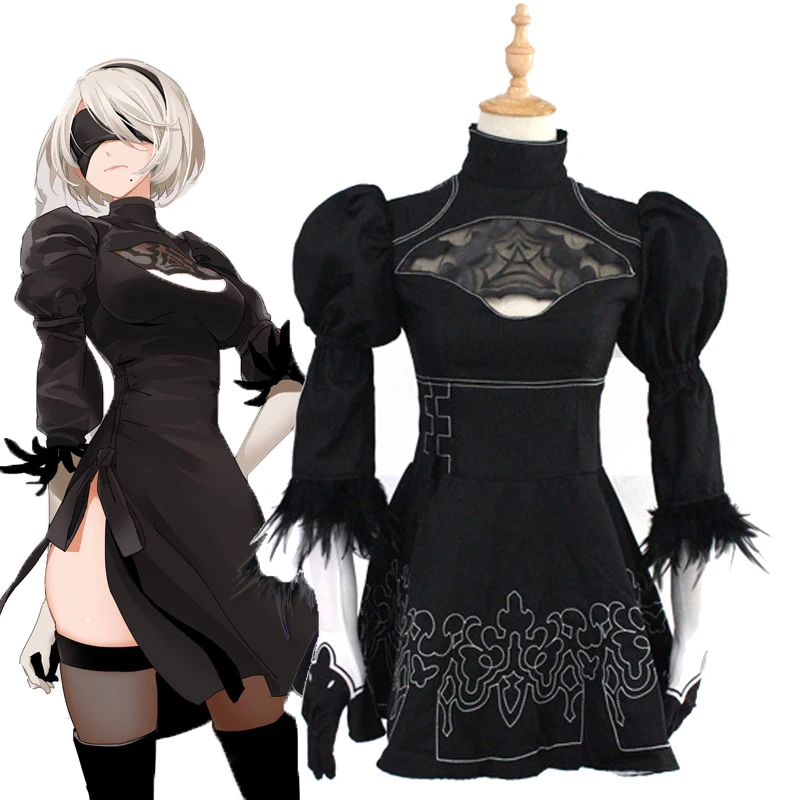Женский костюм для косплея Nie Automata YoRHa № 2 Тип B пикантный Черный Аниме Костюм