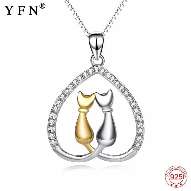 YFN Real 925 Sterling Silver Necklace AAA Zircon Heart Cats Necklaces Couple Jewelry Women Trendy Jewelry Valentine's Day Gift
YFN Real 925 Sterling Silver Necklace AAA Zircon Heart Cats Necklaces Couple Jewelry Women Trendy Jewelry Valentine's Day Gift