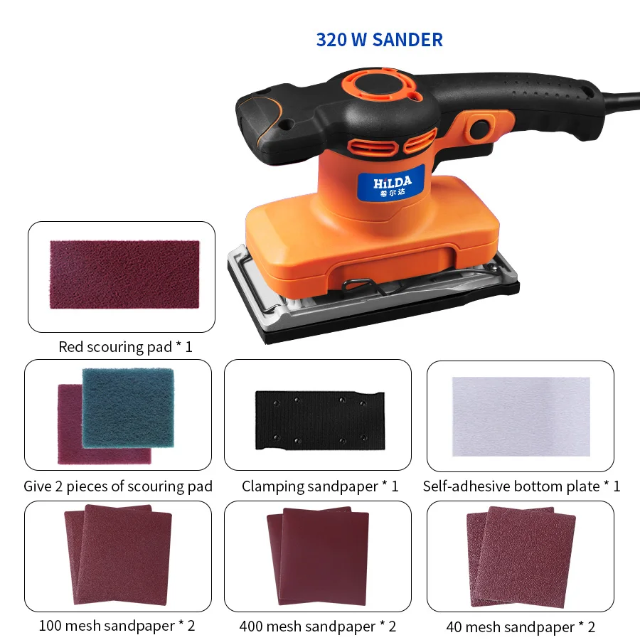 320W Mini Electric Sander Woodworking For Polishing Wood Metal rust Wall renovation With Self-adhesive Sandpaper Flocking
320W Mini Electric Sander Woodworking For Polishing Wood Metal rust Wall renovation With Self-adhesive Sandpaper Flocking