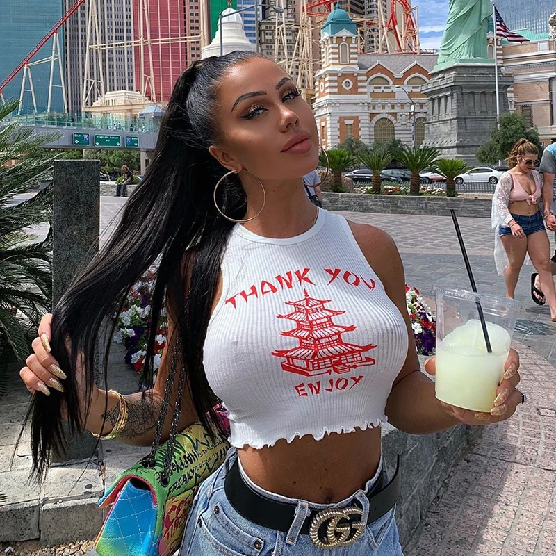 Sexy White Crop Tank Tops Women Sleeveless Bodycon Tank Top THANK YOU Print Vintage Female Casual Tops Street Beach Crop Tops
Sexy White Crop Tank Tops Women Sleeveless Bodycon Tank Top THANK YOU Print Vintage Female Casual Tops Street Beach Crop Tops