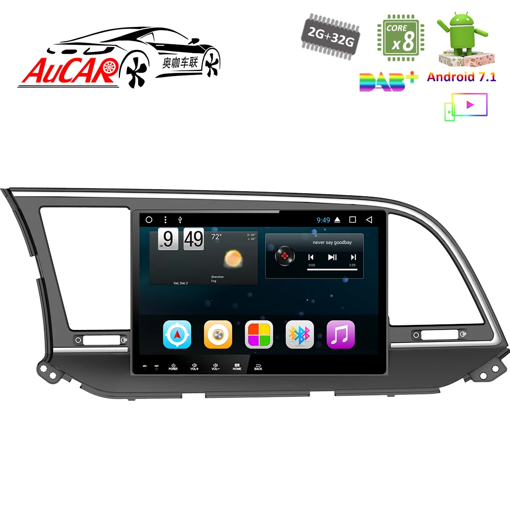 Android 7 1 10 "GPS навигационная система автомобильный dvd плеер для Hyundai Elantra 2016 2017