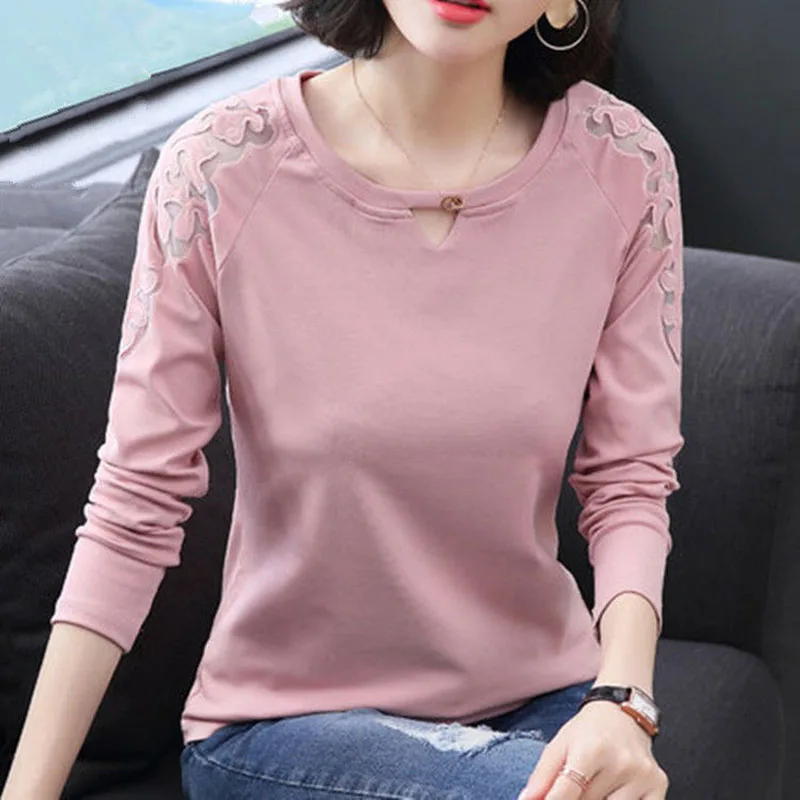 Hollow out Simple Style Women Spring Autumn Style T Shirts Lady Casual Slim Style O-Neck Flower Printed Tees Shirt Tops DF2113
Hollow out Simple Style Women Spring Autumn Style T Shirts Lady Casual Slim Style O-Neck Flower Printed Tees Shirt Tops DF2113