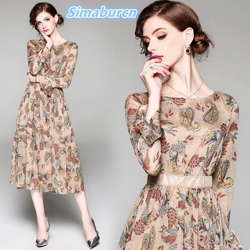Europe Brand Spring Elegant Women Chiffon Printed Dress Long Sleeve O-Neck A-Line Zippers Dresses Party Lady Casual Autumn Dress
Europe Brand Spring Elegant Women Chiffon Printed Dress Long Sleeve O-Neck A-Line Zippers Dresses Party Lady Casual Autumn Dress