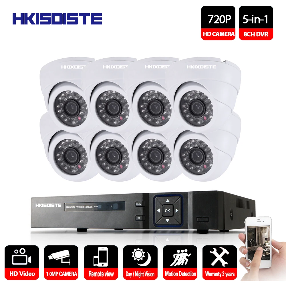 8CH CCTV система безопасности HD 1080P AHD DVR 8 шт. 720P IR внутренняя камера Система