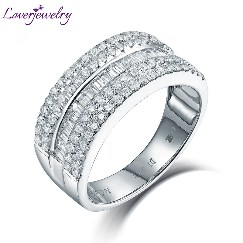 Кольца унисекс LOVERJEWELRY роскошный дизайн однотонные 14 к белое золото багет
