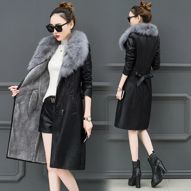 Winter pu leather women 2019 New slim long Faux leather coat large fur collar windbreaker coat Thicken popular Womens coats
Winter pu leather women 2019 New slim long Faux leather coat large fur collar windbreaker coat Thicken popular Womens coats