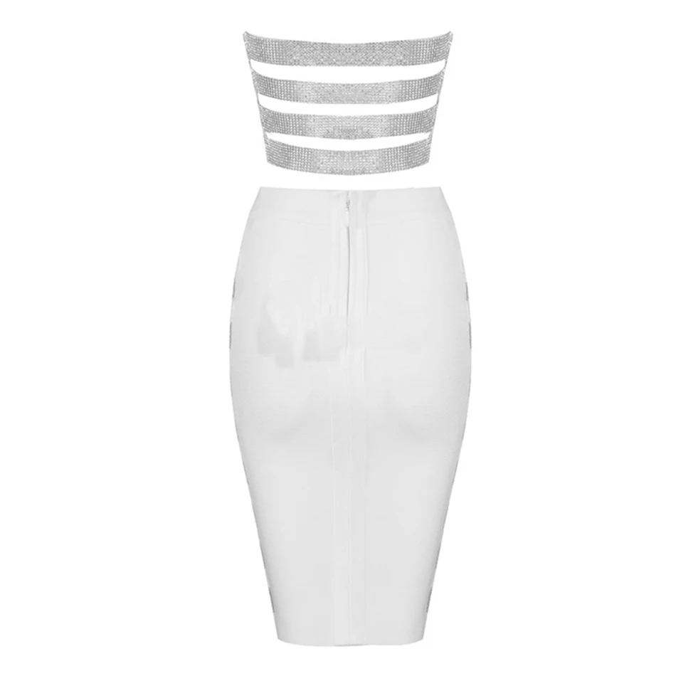 Newest Celebrity Party Bandage Dress Women White 2 Two Piece Set Sleeveless Strapless Sexy Hollow Out Dress Women Vestidos
Newest Celebrity Party Bandage Dress Women White 2 Two Piece Set Sleeveless Strapless Sexy Hollow Out Dress Women Vestidos