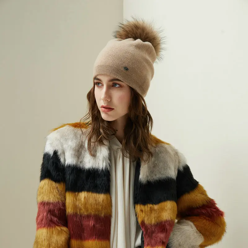 2018Autumn winter pure color warmth wool rope knitted raccoon hair ball ear protectors. | Аксессуары для одежды