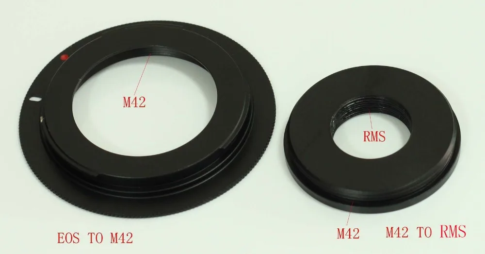 RMS to M42 (42mm x 1)Adapter with EOS to M42 adaptor for microscope objective
RMS to M42 (42mm x 1)Adapter with EOS to M42 adaptor for microscope objective