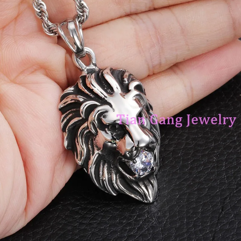 Hot Selling Christmas Gift 316L Stainless Steel Vintage Silver Color Men's Lion Pendant Necklace White Stone Rope Chain
Hot Selling Christmas Gift 316L Stainless Steel Vintage Silver Color Men's Lion Pendant Necklace White Stone Rope Chain