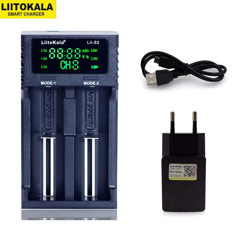 NEW Liitokala Lii-S2 18650 Battery Charger 1.2V 3.7V 3.2V AA/AAA 26650 21700 NiMH li-ion battery Smart Charger+ 5V 2A plug
NEW Liitokala Lii-S2 18650 Battery Charger 1.2V 3.7V 3.2V AA/AAA 26650 21700 NiMH li-ion battery Smart Charger+ 5V 2A plug