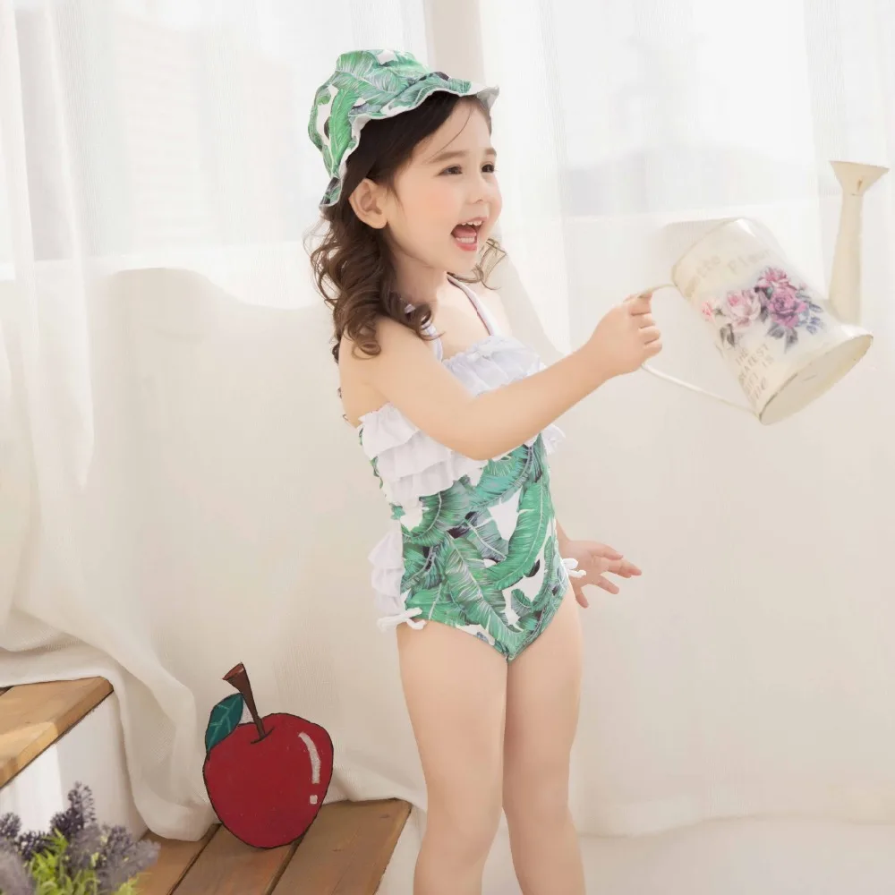 Baby Girls Green Leaves Pattern One-Piece Swimsuit with Swim Cap Cute Kids Child Flounced Swimwear Beachwear Print Bathing Suits
Baby Girls Green Leaves Pattern One-Piece Swimsuit with Swim Cap Cute Kids Child Flounced Swimwear Beachwear Print Bathing Suits
