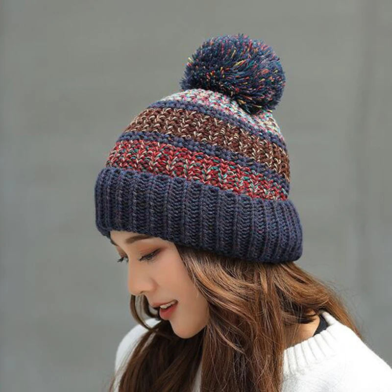 New Beanie Hat Women Autumn Winter Hat Thick Warm Colorful Pompon Hat Lady Casual Knitted Hat Female Ski Skullies Beanies
New Beanie Hat Women Autumn Winter Hat Thick Warm Colorful Pompon Hat Lady Casual Knitted Hat Female Ski Skullies Beanies