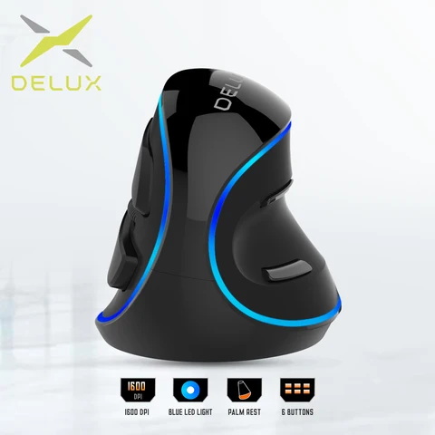 Мышь Delux M618 Plus Вертикальная Проводная эргономичная с подсветкой, 6 кнопок, 1600 DPI