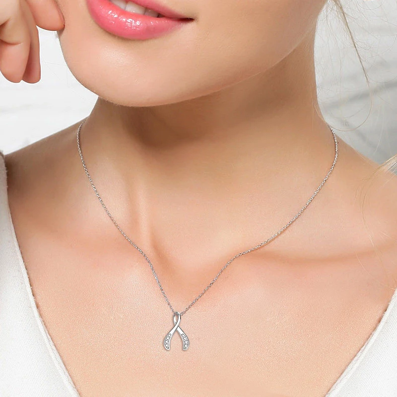Genuine 925 Sterling Silver Necklace Wishbone Crystal Pendants Necklaces Lucky Jewelry Collier Necklace Bijoux For Women PYX0259
Genuine 925 Sterling Silver Necklace Wishbone Crystal Pendants Necklaces Lucky Jewelry Collier Necklace Bijoux For Women PYX0259