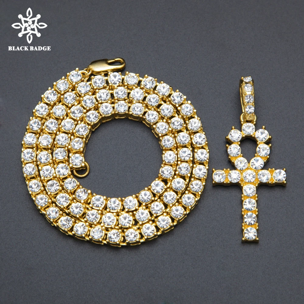 Men Women Alloy Hip Hop Iced Out Ankh Cross Pendant Tennis Chain CZ Egyptian Key Of Life Pendant&Necklace Jewelry Gift
Men Women Alloy Hip Hop Iced Out Ankh Cross Pendant Tennis Chain CZ Egyptian Key Of Life Pendant&Necklace Jewelry Gift