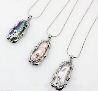 Jewelr 004970 3 шт Подлинная черная белая Розовая Жемчужина в стиле барокко 18KWGP