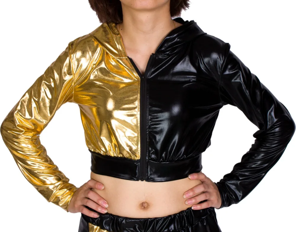 Heroprose Brand Fashion Women Black Gold short Tops Clothing Jazz Hip Hop Dance Performance Dancer With a hood Coat Jacket
Heroprose Brand Fashion Women Black Gold short Tops Clothing Jazz Hip Hop Dance Performance Dancer With a hood Coat Jacket
