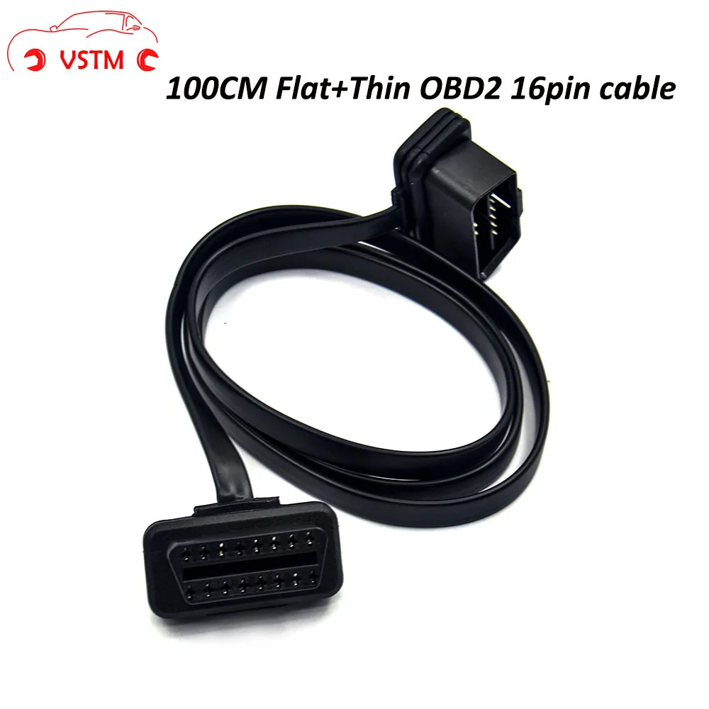 VSTM 100 см OBD2 16 контактный плоский + OBDII OBD 2 ELM327 Штекерный к двойному гнезду Y сплиттер