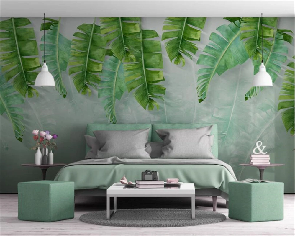 Custom Wallpaper mural Nordic small fresh green banana leaf watercolor style background wall 3d wallpaper home decoc Beibehang
Custom Wallpaper mural Nordic small fresh green banana leaf watercolor style background wall 3d wallpaper home decoc Beibehang