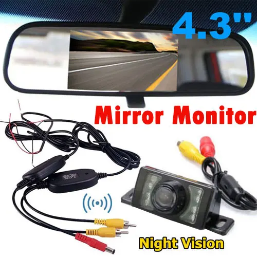 Wireless Waterproof Reverse Backup Car Camera 7LED Night Vision + 4.3 inch LCD Display Rear View Mirror Car Monitor
Wireless Waterproof Reverse Backup Car Camera 7LED Night Vision + 4.3 inch LCD Display Rear View Mirror Car Monitor