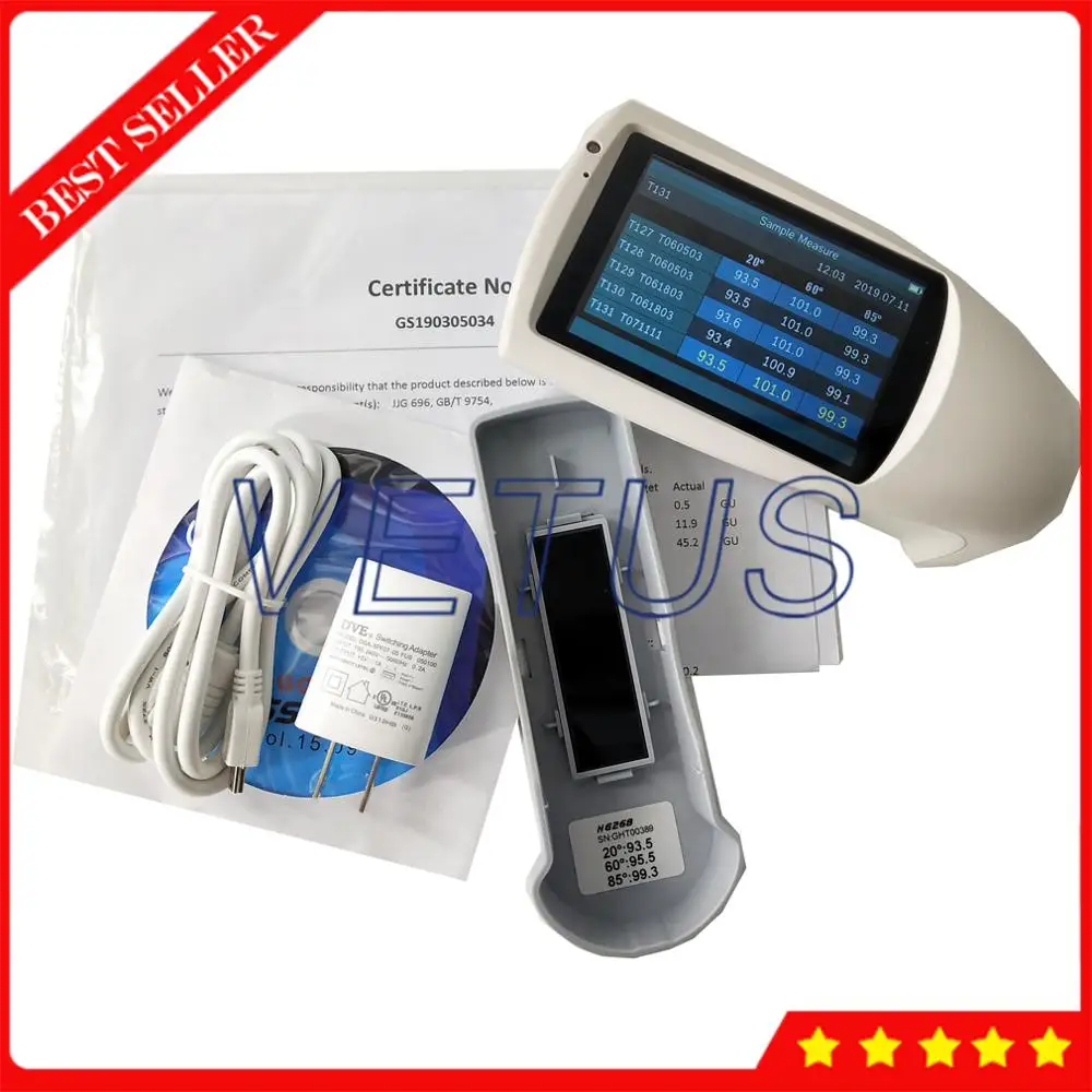 20 60 85 Degree Glarimeter Tri-angle Glossmeter Gloss Meter with USB RS-232 Interface Storage 5 Set of Measurement Data HG268
20 60 85 Degree Glarimeter Tri-angle Glossmeter Gloss Meter with USB RS-232 Interface Storage 5 Set of Measurement Data HG268